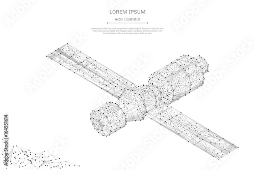 Fototapeta Naklejka Na Ścianę i Meble -  Abstract mash line and point Orbital space station on white background with an inscription. Starry sky or space, consisting of stars and the universe. Vector business illustration