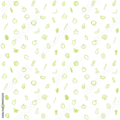 fruit and vegetable seamless pattern background set