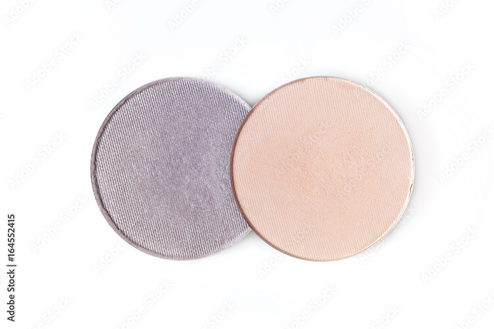 Beige and pink eye shadow isolated on white background Beige and pink eye shadow isolated on white background