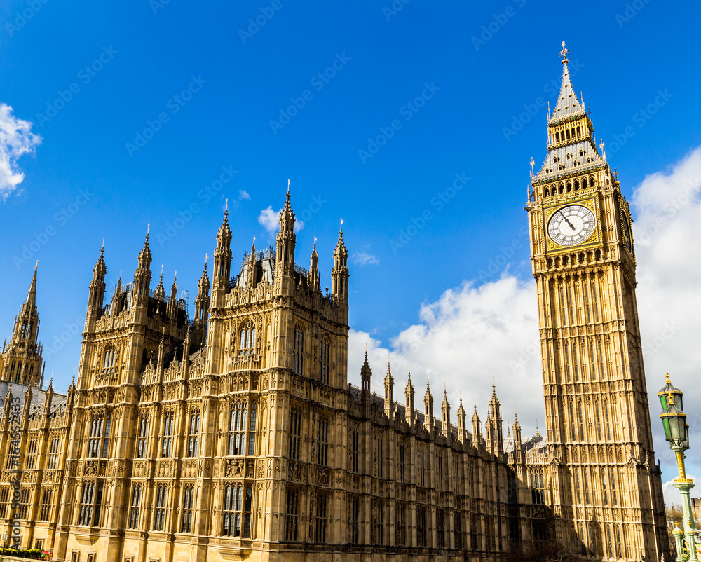 Big Ben, London, UK. A view of the popular London landmark, the clock tower known as Big Ben.