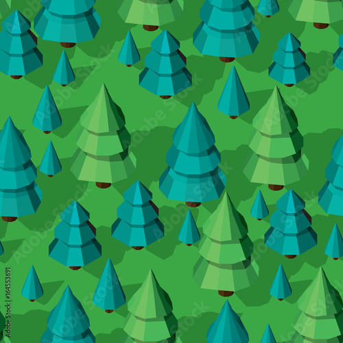 Seamless pattern with isometric trees