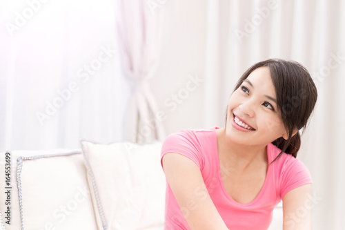 woman smile happily