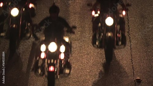 View From Above of A Parade of Motorcycle Riders