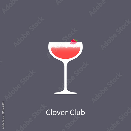 Clover Club cocktail icon on dark background in flat style