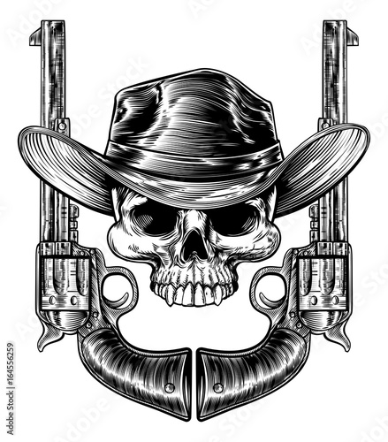 Skull Cowboy Hat and Guns