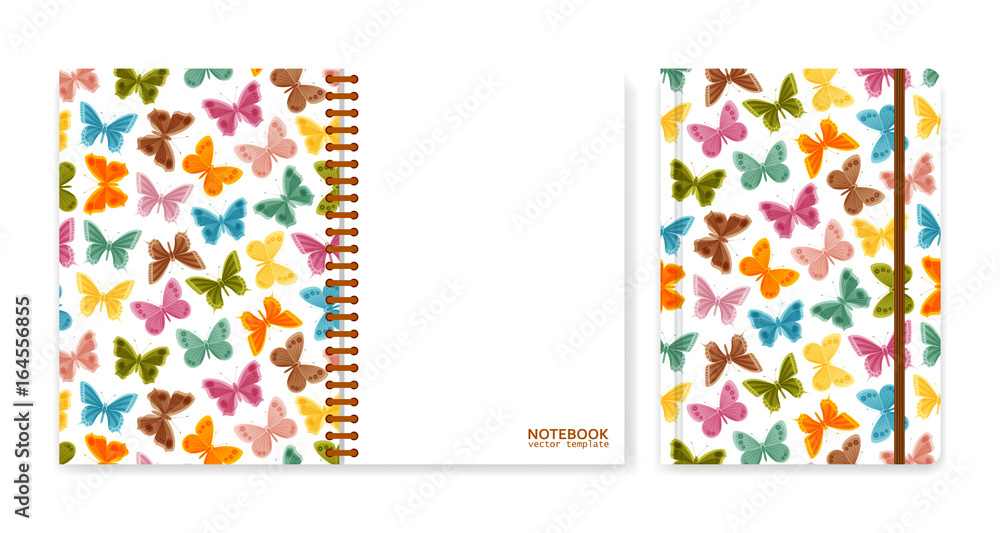 Cover design for notebooks or scrapbooks with butterflies. Vector illustration. Cover design for notebooks or scrapbooks with butterflies. Vector illustration.