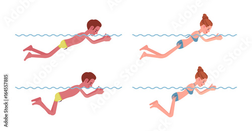 Male and female swimmer in breaststroke swimming style set