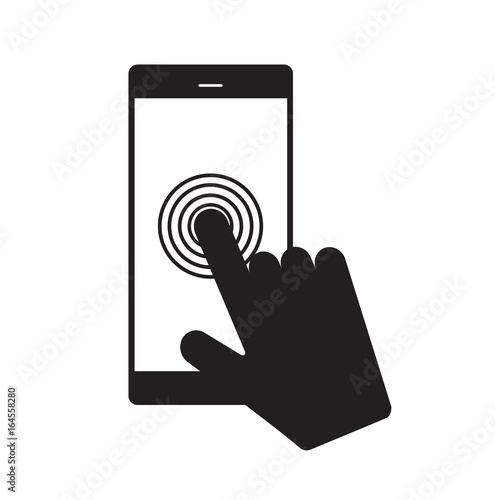 Finger touch screen on smart phone vector illustration