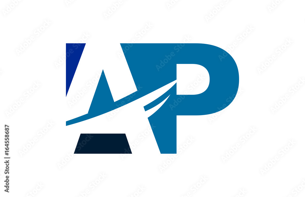 AP Negative Space Square Swoosh Letter Logo AP Negative Space Square Swoosh Letter Logo