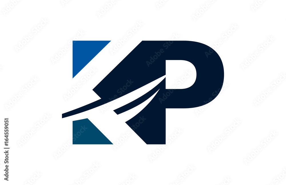 KP Negative Space Square Swoosh Letter Logo KP Negative Space Square Swoosh Letter Logo