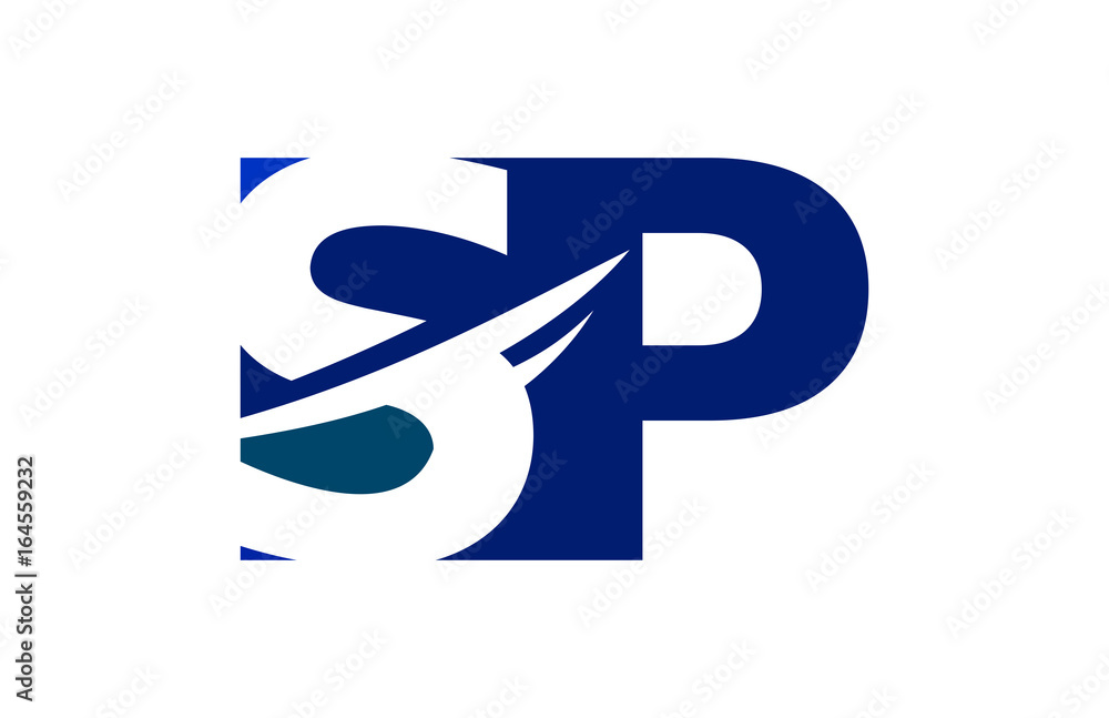 SP Negative Space Square Swoosh Letter Logo SP Negative Space Square Swoosh Letter Logo