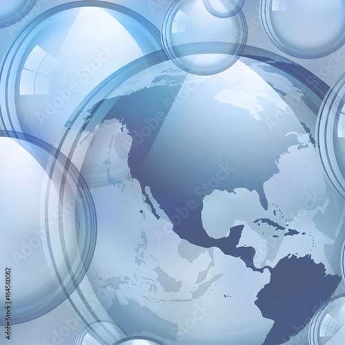 An illustration of the beautiful soap bubbles with a map.