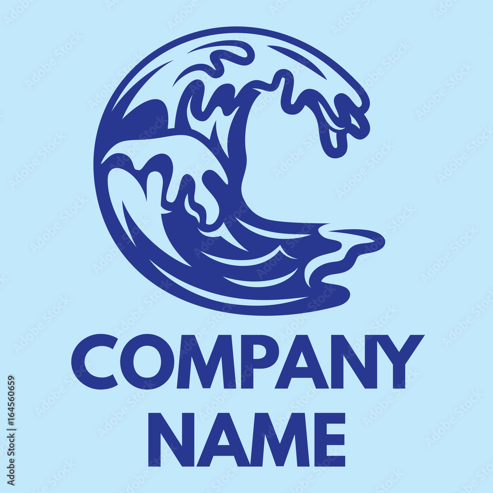Fototapeta premium Vector illustration with blue ocean wave