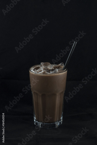 Iced chocolate coccoa in glass