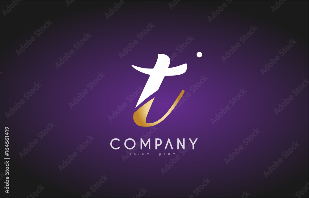 Fototapeta premium T alphabet letter gold golden logo icon design