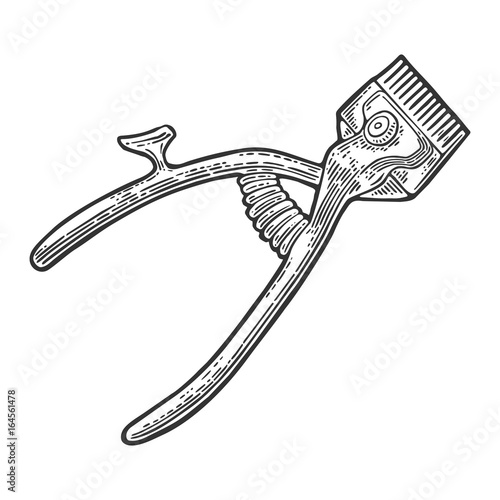 Hair cutting machine. Vector black illustrations on white backgrounds.