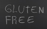 Gluten free written with chalk on blackboard.