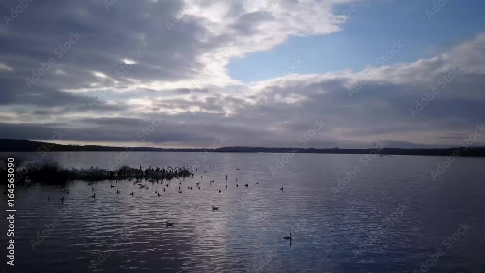 Flying over a the lake