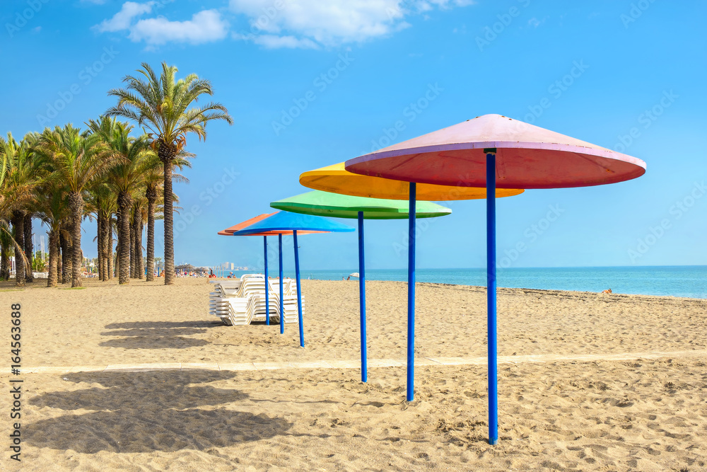 Beach in Torremolinos. Malaga province, Costa del Sol, Andalusia, Spain