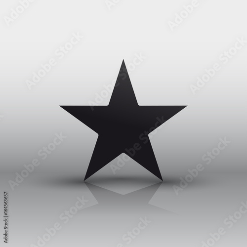 Star icon Black with shadow. Vector illustration. Isolated on gray background. For your design.