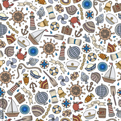 Cartoon nautical seamless pattern