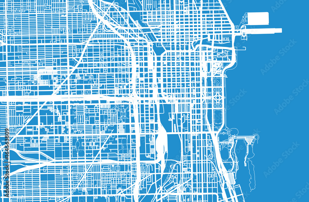 Naklejka premium Wektor mapa miasta Chicago