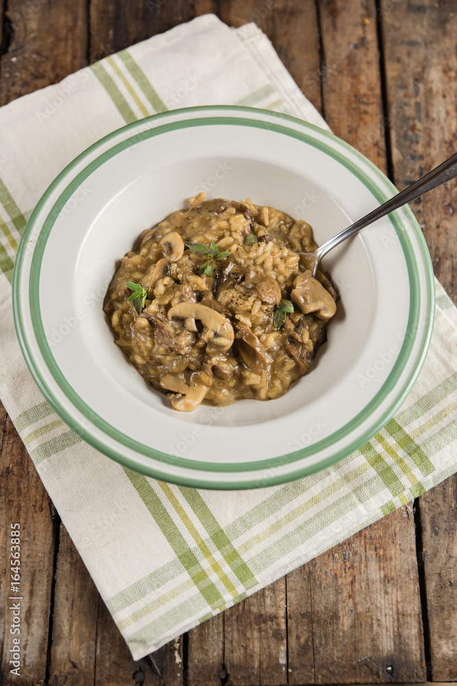 Mushroom homemade risotto plated Mushroom homemade risotto plated
