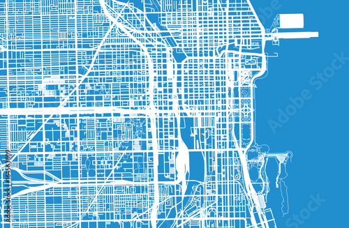 Vector city map of Chicago, 