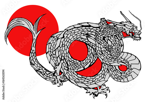 dragon illustration japanese pattern