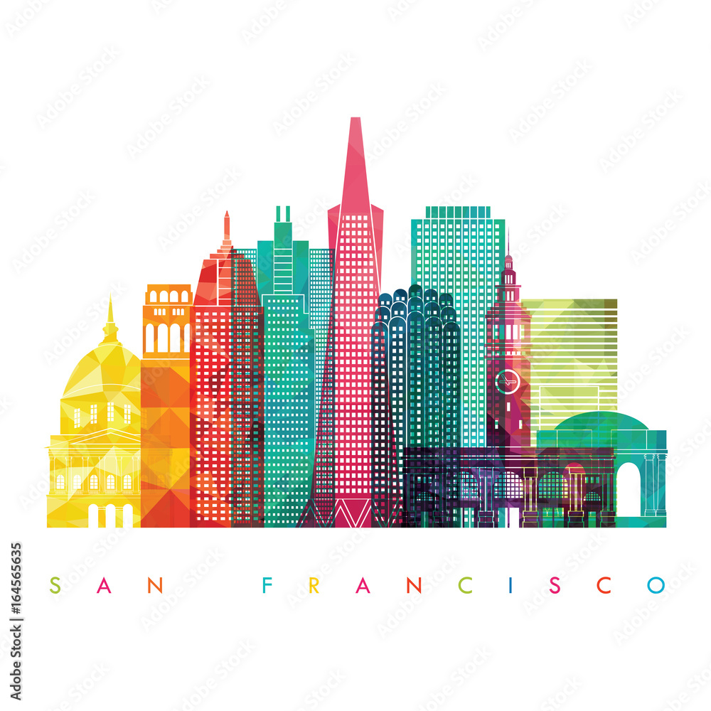 Obraz Panoramę miasta San Francisco (Stany Zjednoczone). Ilustracji wektorowych
