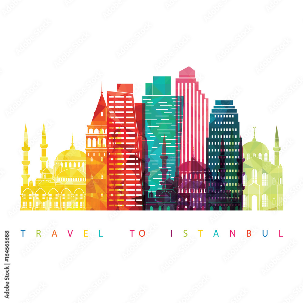 Obraz Istanbul skyline detailed silhouette. Vector illustration