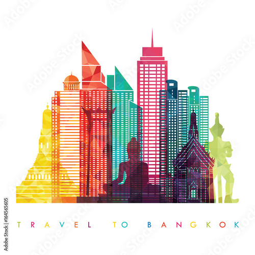 Bangkok city detailed skyline. Vector illustration 