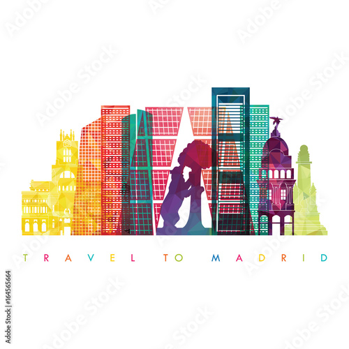 Madrid skyline. Travel and tourism background. Vector illustration