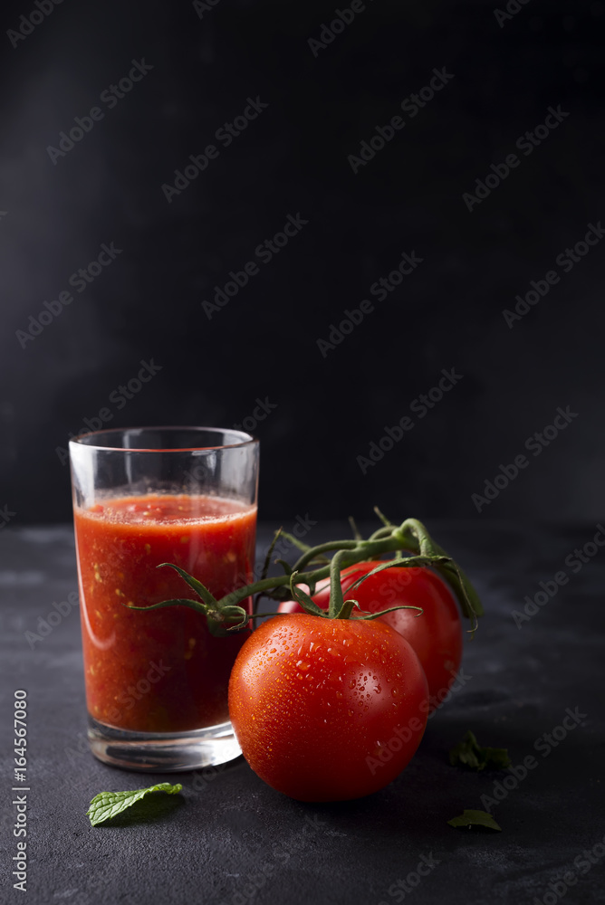 Tomato juice in glass Tomato juice in glass