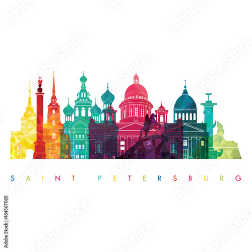 Saint Petersburg, Russia detailed skyline. Travel and tourism background. Vector illustration