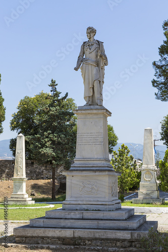 statue of Lord Byron in the Garden of Heroes, Mesolongi, Greece, Europe