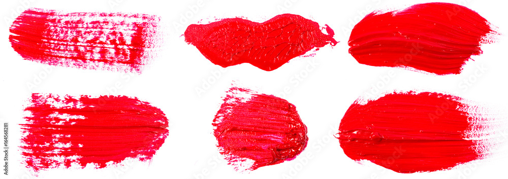 Stain of oil red paint on white background. Set Stain of oil red paint on white background. Set