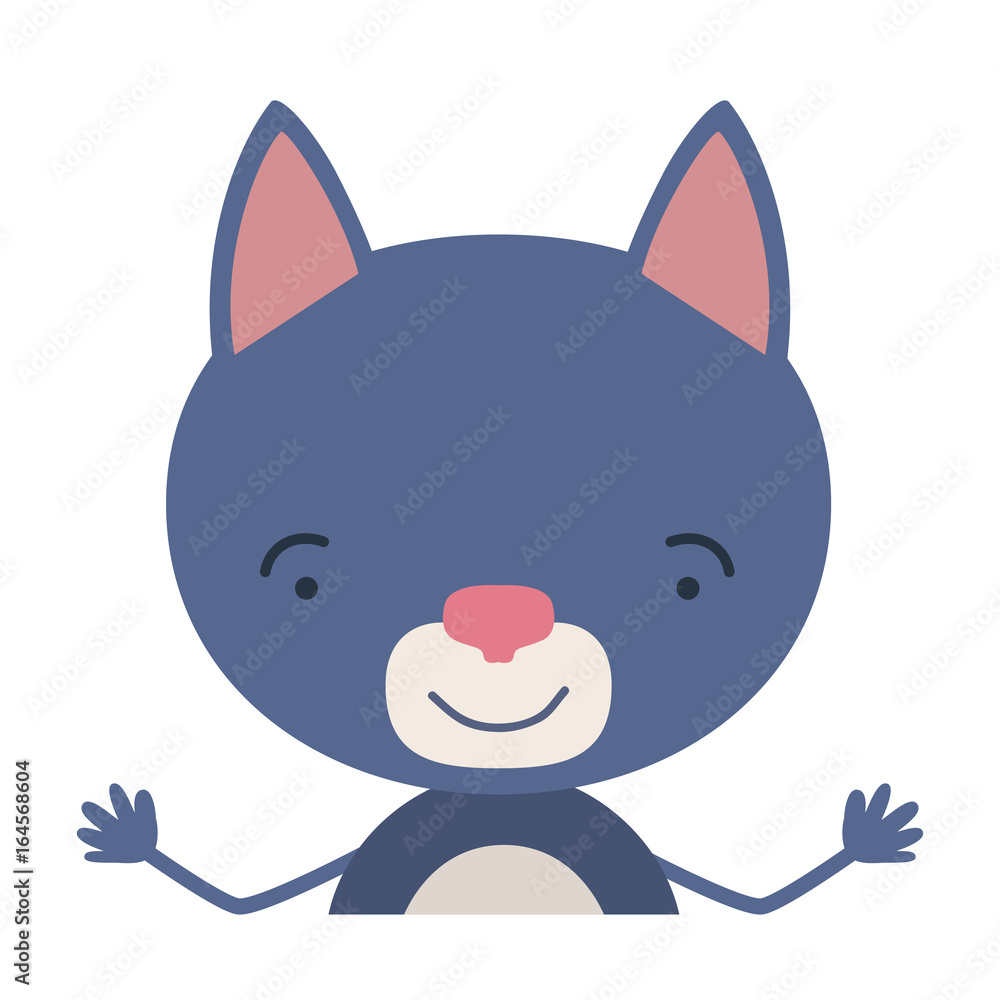 Fototapeta premium colorful half body caricature of cute cat surprised expression vector illustration