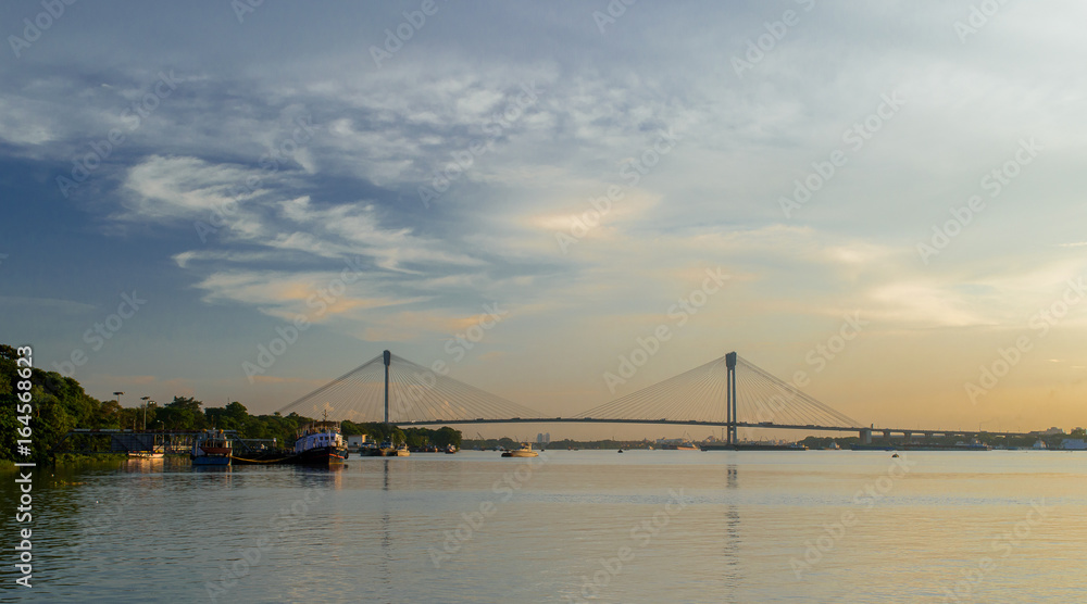 A landscape view from Babughat, Kolkata.