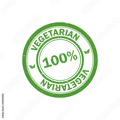100% vegetarian stamp. Vegan logo.  Vector icon