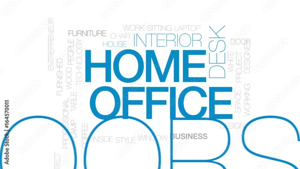 Home office animated word cloud, text design animation. Kinetic typography. Home office animated word cloud, text design animation. Kinetic typography.