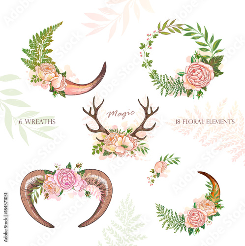 Horn and cow horn decoration