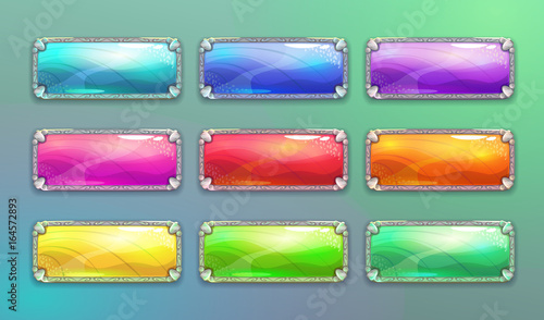 Cartoon long horizontal crystal buttons.