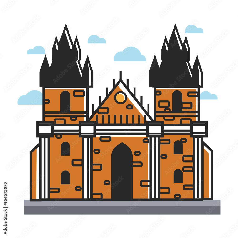 Fototapeta premium Prague castle Czech travel popular destination, famous culture landmark vector icon