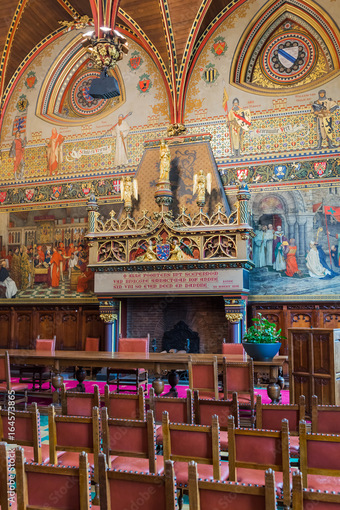 Interior of Gothic Hall in Brugge Belgium