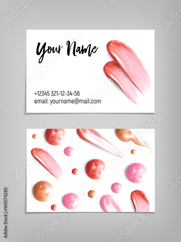 Makeup artist business card. Vector template.