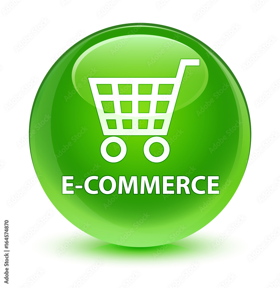 E-commerce glassy green round button E-commerce glassy green round button
