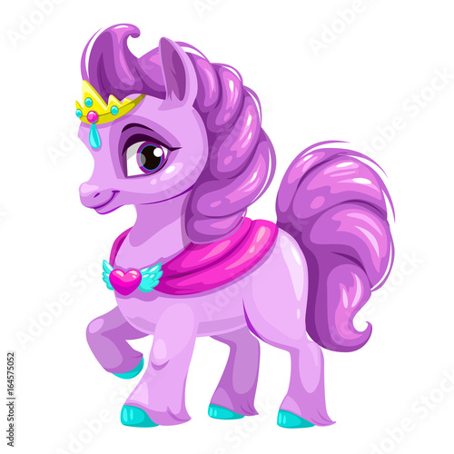 Cute cartoon little horse princess.