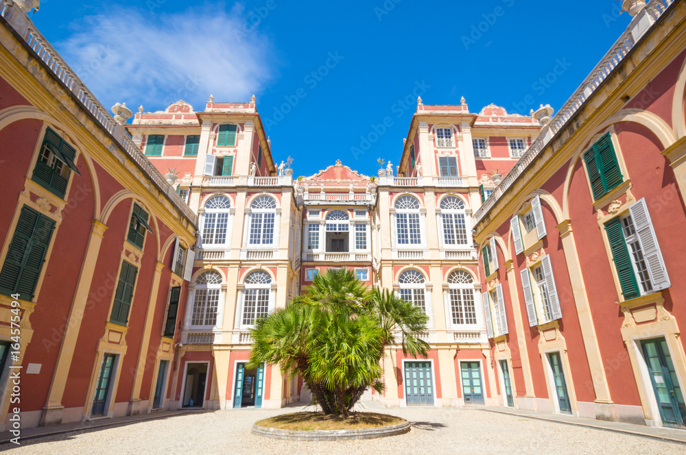 Obraz premium Courtyard of Palazzo Reale in Genoa, Italy,