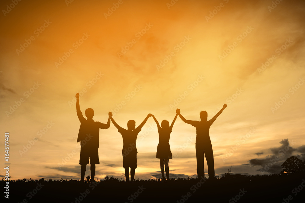 Silhouette family friendship happy, Concept family. Silhouette family friendship happy, Concept family.